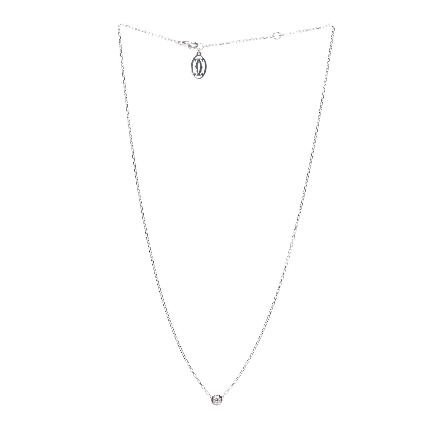Cartier 18K White Gold Diamond SM D'Amour Pendant Necklace 3 of 7