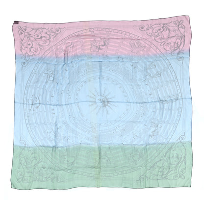 Hermes Silk Astrologie Sunrise Muslin Scarf 140 Rose Ciel Vert 1 of 5