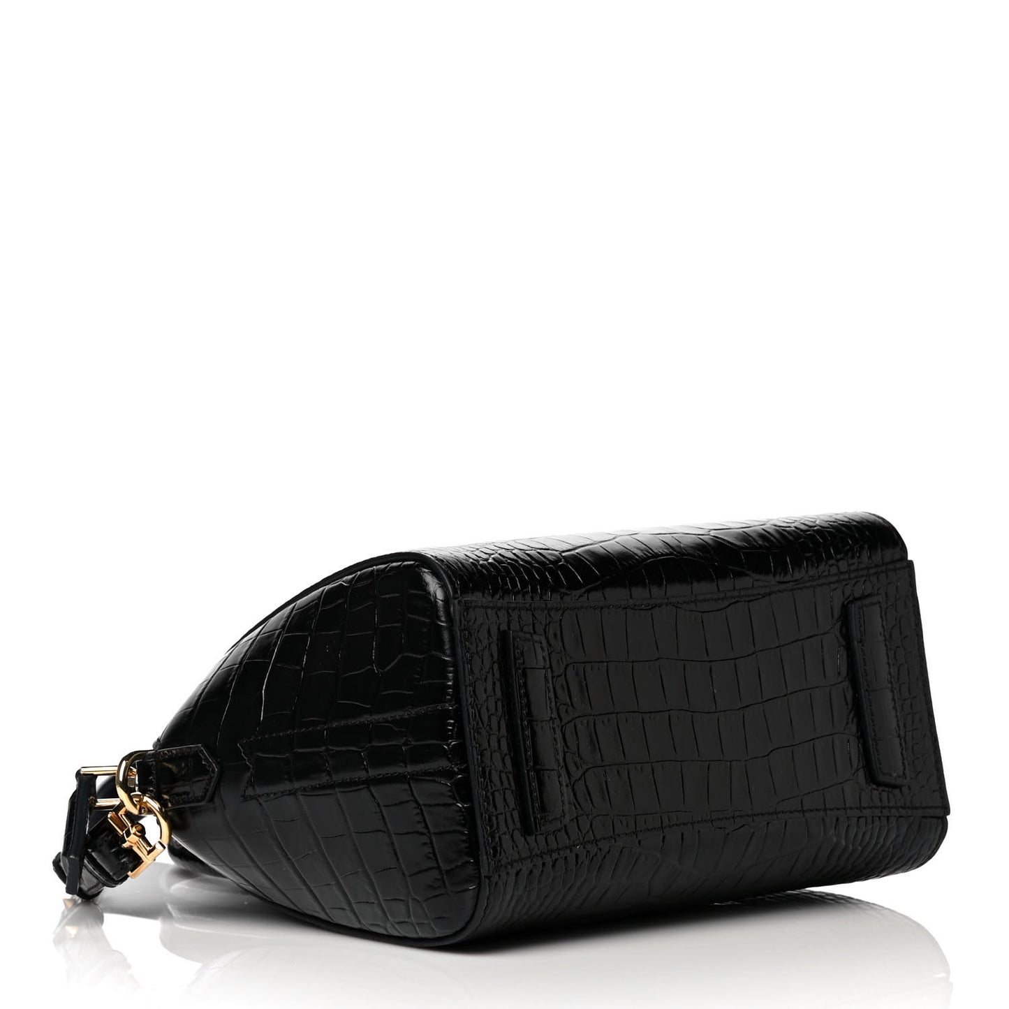 Calfskin Crocodile Embossed Mini Antigona Black