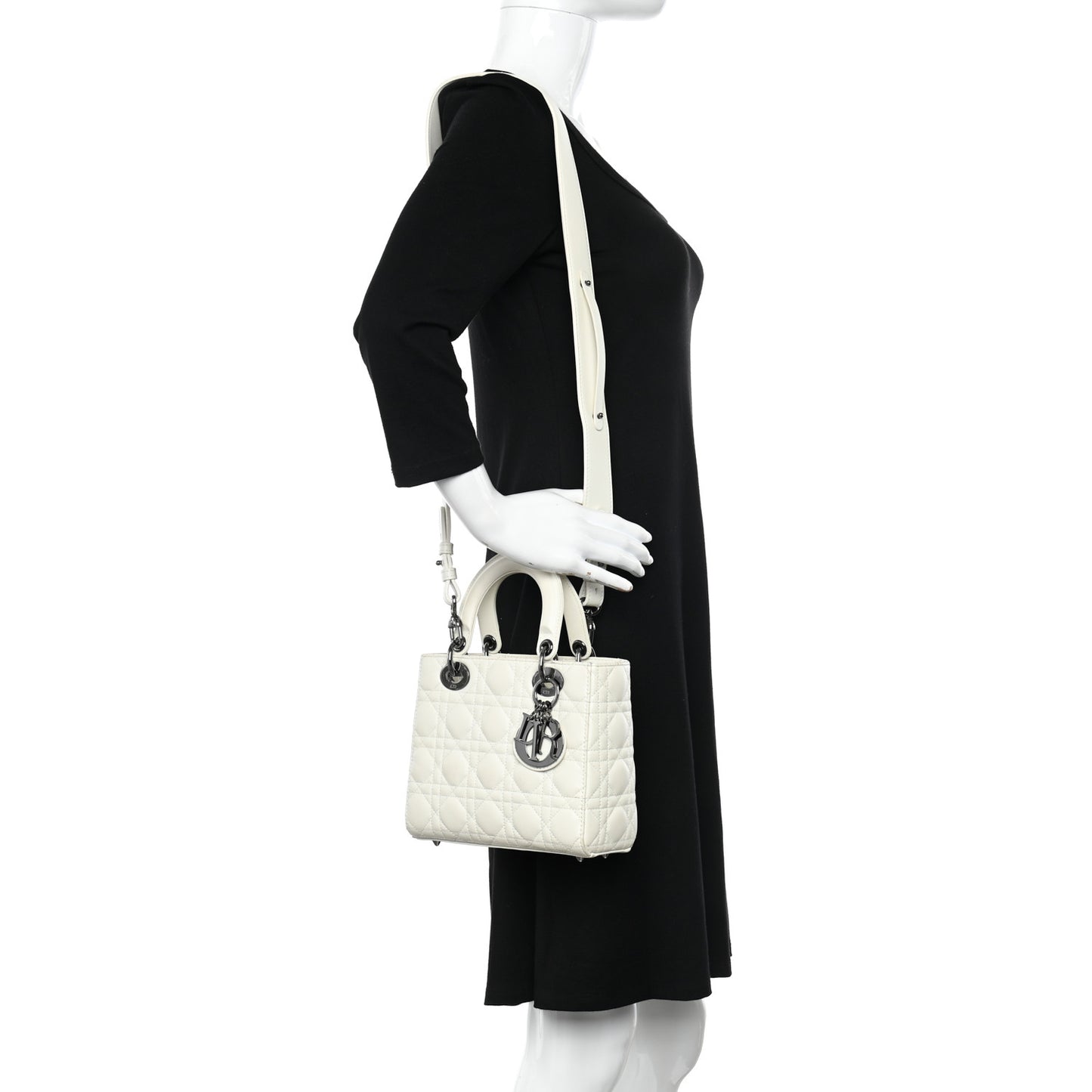 Lambskin Cannage Small My ABCDior Lady Dior White