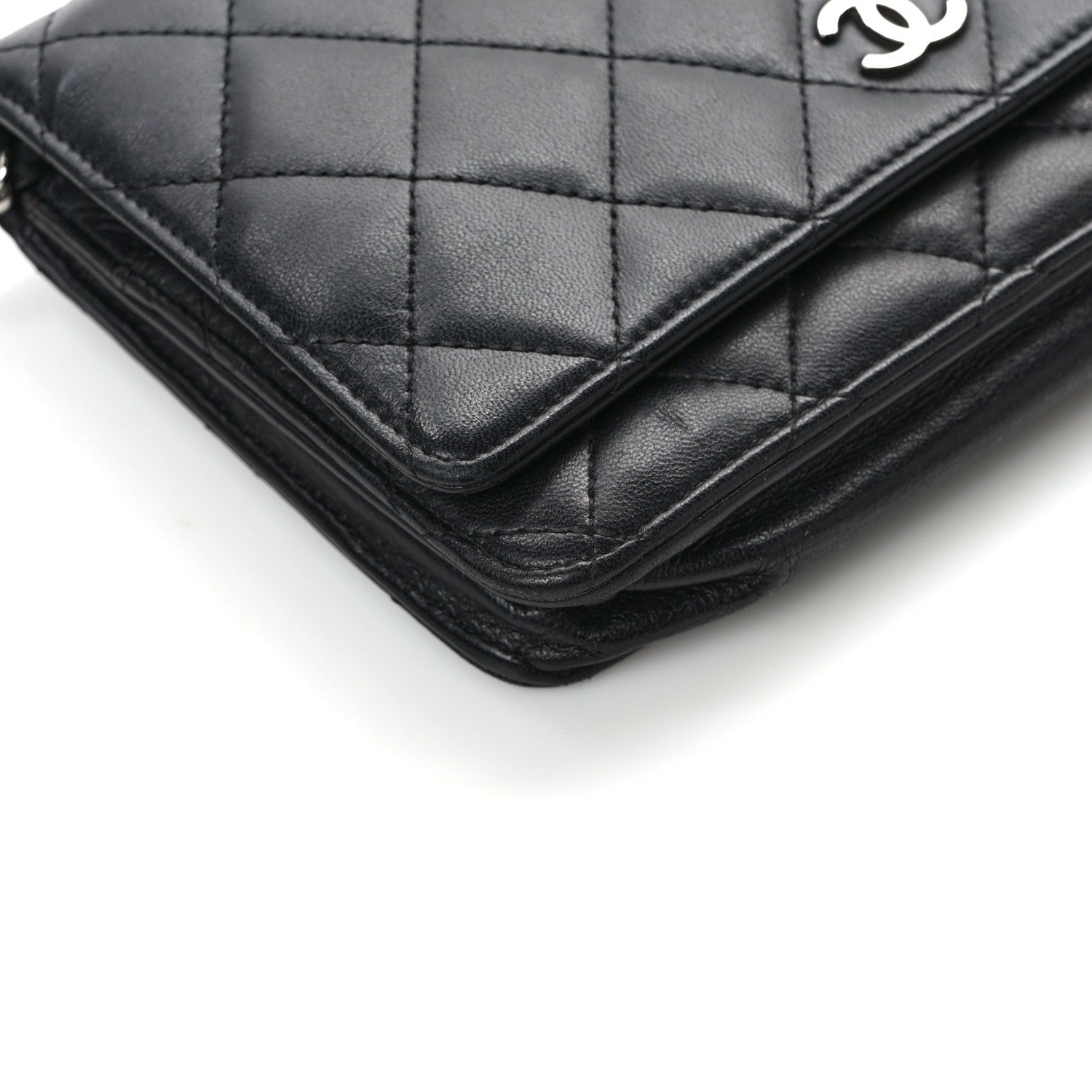Chanel Lambskin Quilted Wallet On Chain WOC Black 11 of 14