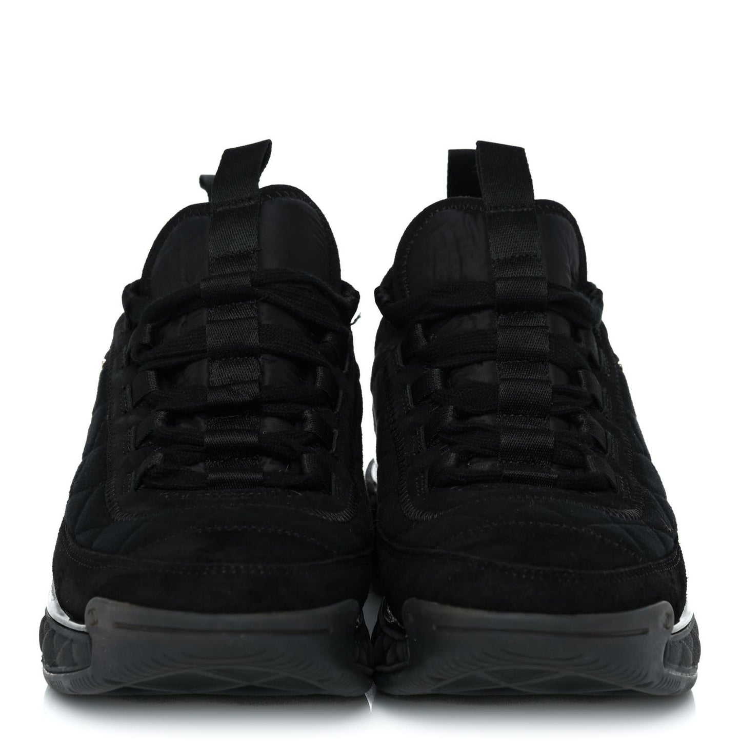 Suede Calfskin Mixed Fibers CC Sneakers 37.5 Black Dark Grey