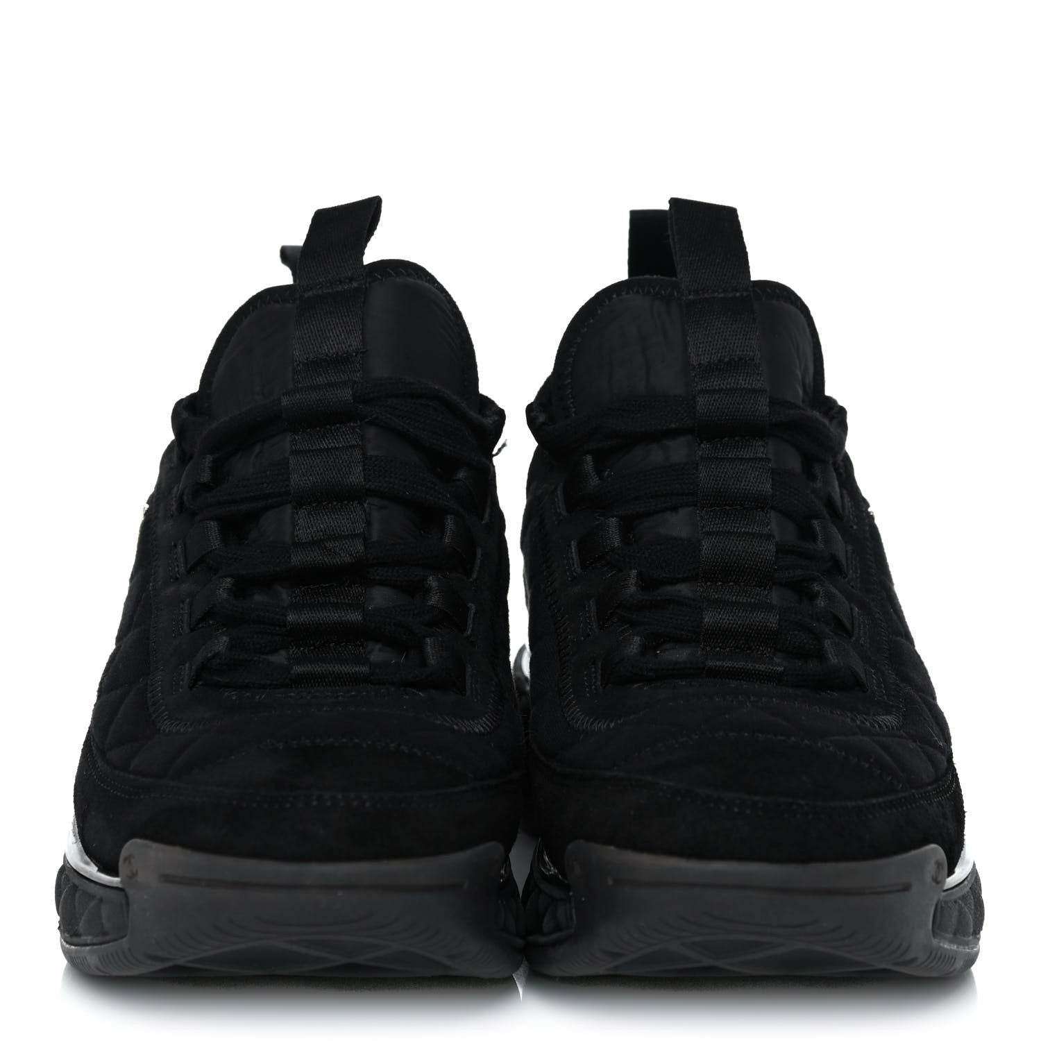 Chanel Suede Calfskin Mixed Fibers CC Sneakers 37.5 Black Dark Grey 2 of 11