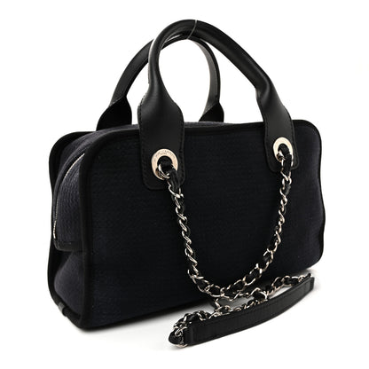 Chanel Mixed Fibers Deauville Bowling Bag Black 3 of 11