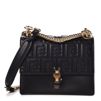 Fendi Vitello Liberty FF 1974 Embossed Small Kan I Shoulder Bag Black 1 of 8