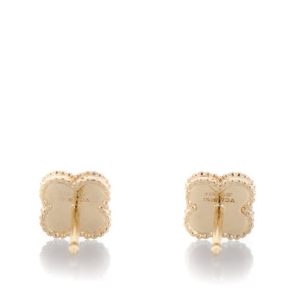 Van Cleef & Arpels 18K Yellow Gold Mother of Pearl Sweet Alhambra Earrings 3 of 5