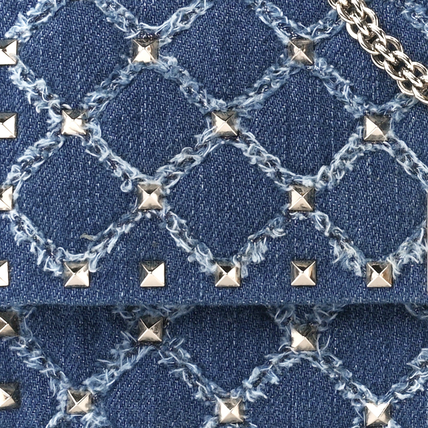 Valentino Garavani Denim Rockstud Spike Wallet on Chain Blue 8 of 11