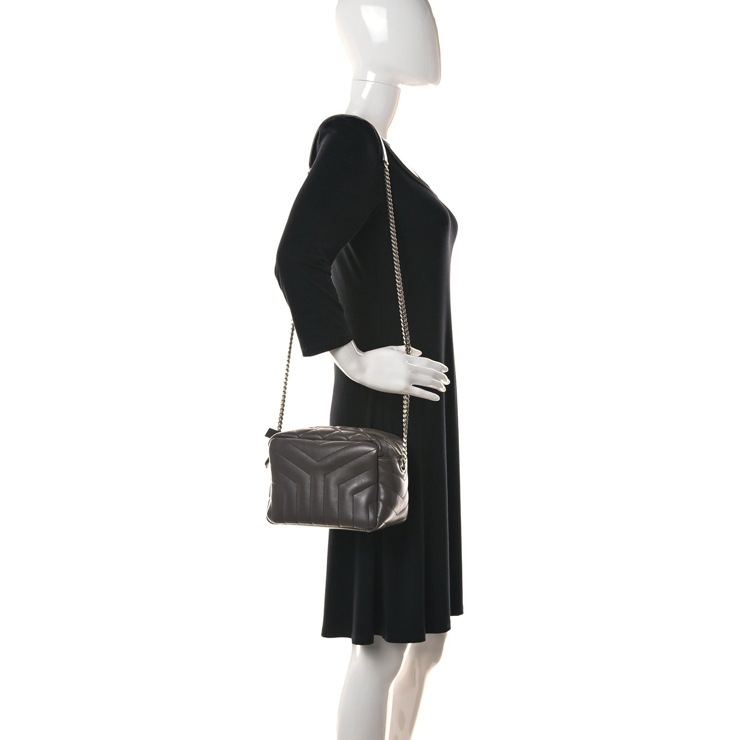 Calfskin Y Quilted Monogram Small Loulou Bowling Bag Earth