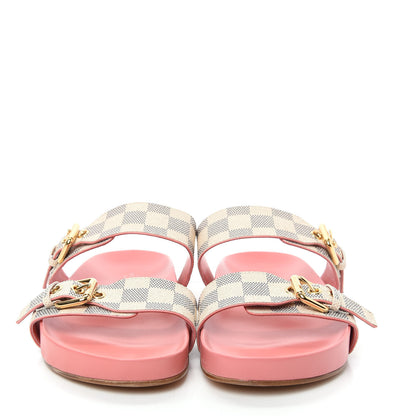 Louis Vuitton Damier Azur Bom Dia Flat Mules 39 Rose Clair 2 of 10