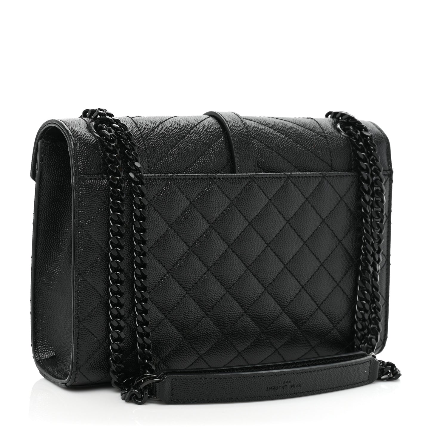 Grain De Poudre Textured Mixed Matelasse Triquilt Medium Monogram Satchel Black