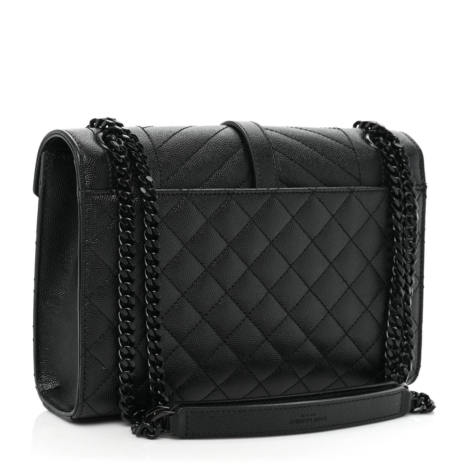 Saint Laurent Grain De Poudre Textured Mixed Matelasse Triquilt Medium Monogram Satchel Black 2 of 11