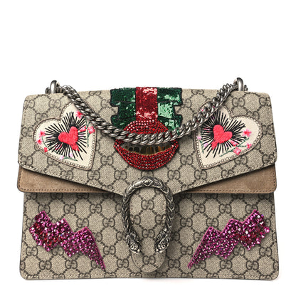Gucci GG Supreme Monogram Embroidered Medium Dionysus Shoulder Bag Taupe 1 of 10