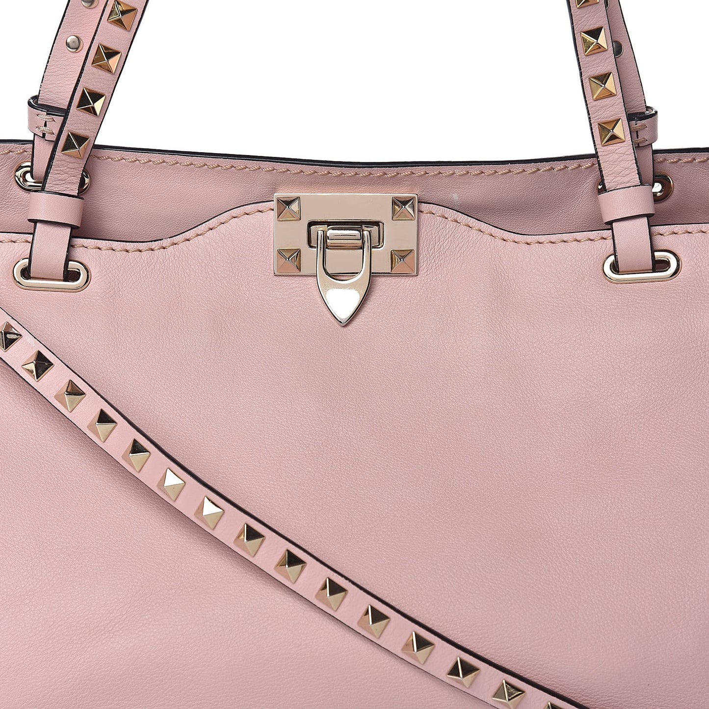 Vitello Medium Rockstud Tote Rose
