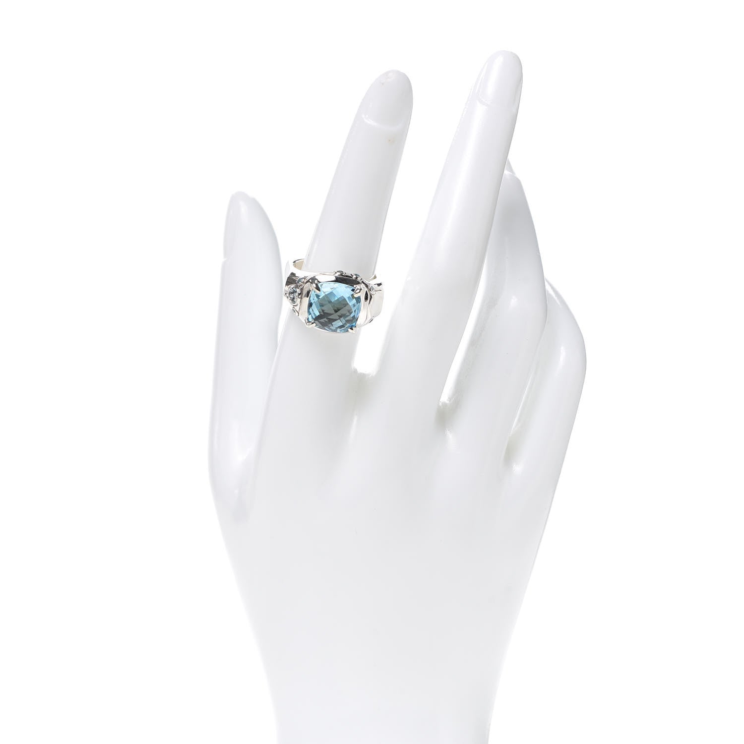 John Hardy Sterling Silver Blue Topaz Bamboo Ring 54 7 3 of 7