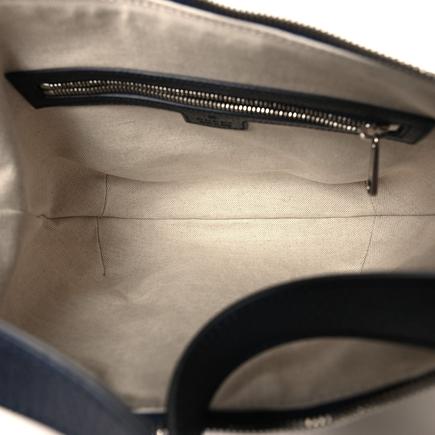 GG Supreme Monogram Textured Dollar Calfskin Web Small Ophidia Half Moon Hobo Beige Blue