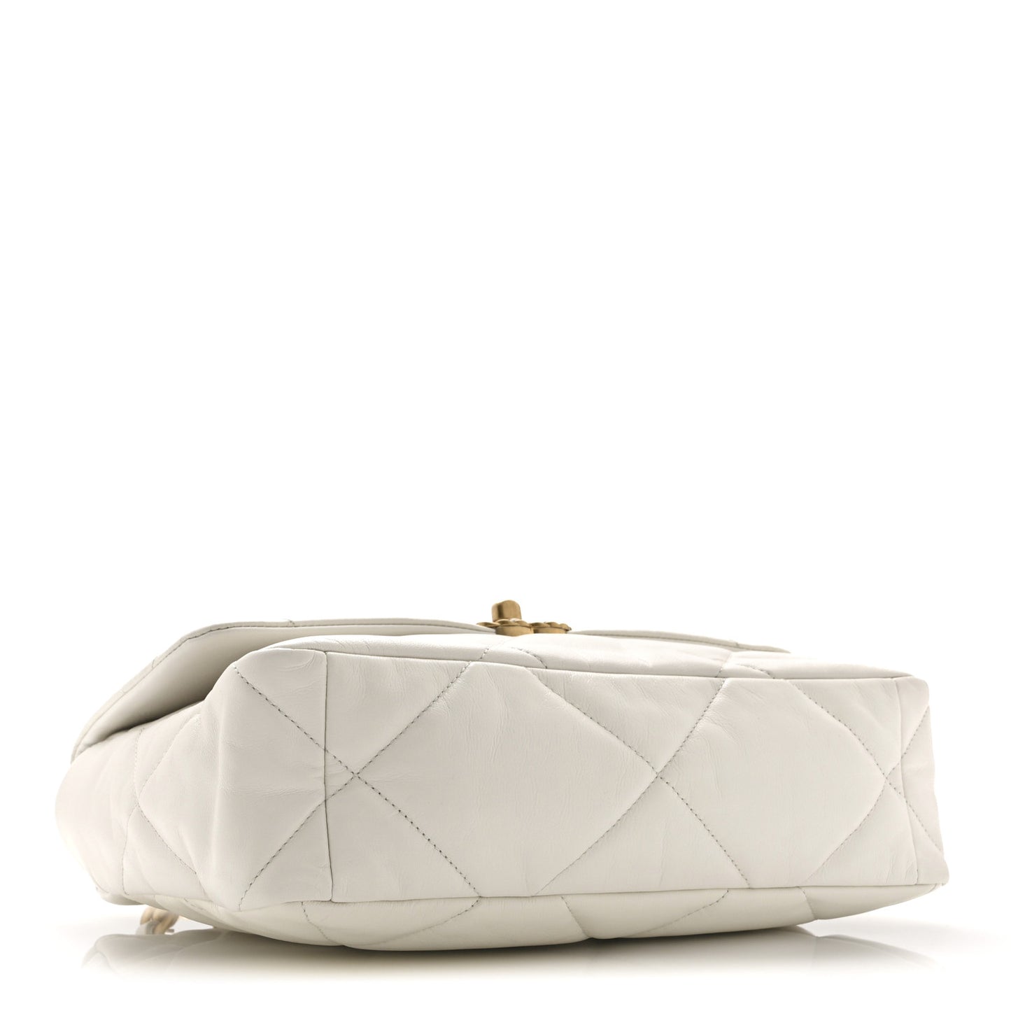 Goatskin Quilted Large Chanel 19 Flap White
