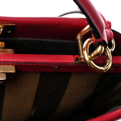 Fendi Vitello Morgan Fabric Jacquard Pequin Medium Peekaboo Iconic Satchel Mattone Tobacco Black 15 of 25
