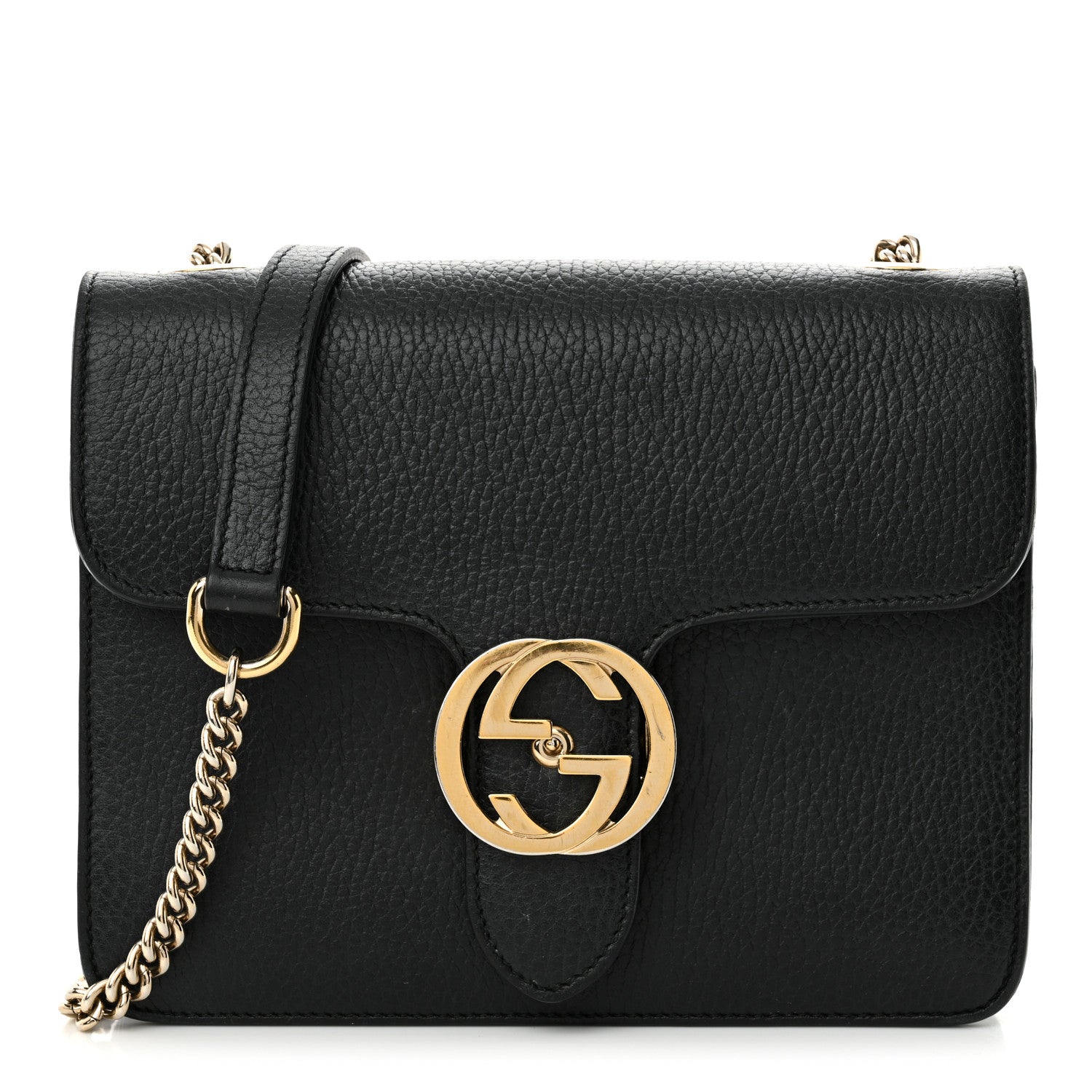 Gucci Dollar Calfskin Small Interlocking G Shoulder Bag Black 1 of 13