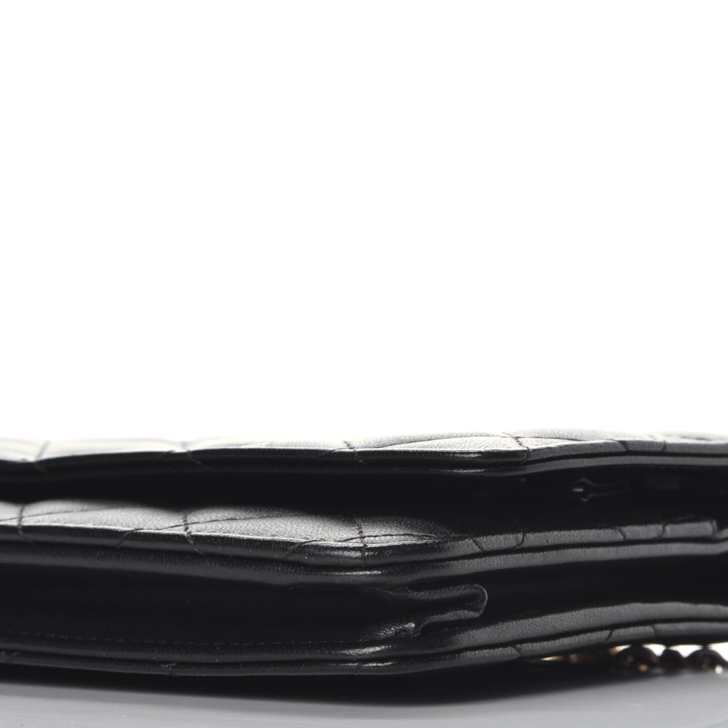 Lambskin Quilted Wallet On Chain WOC Black