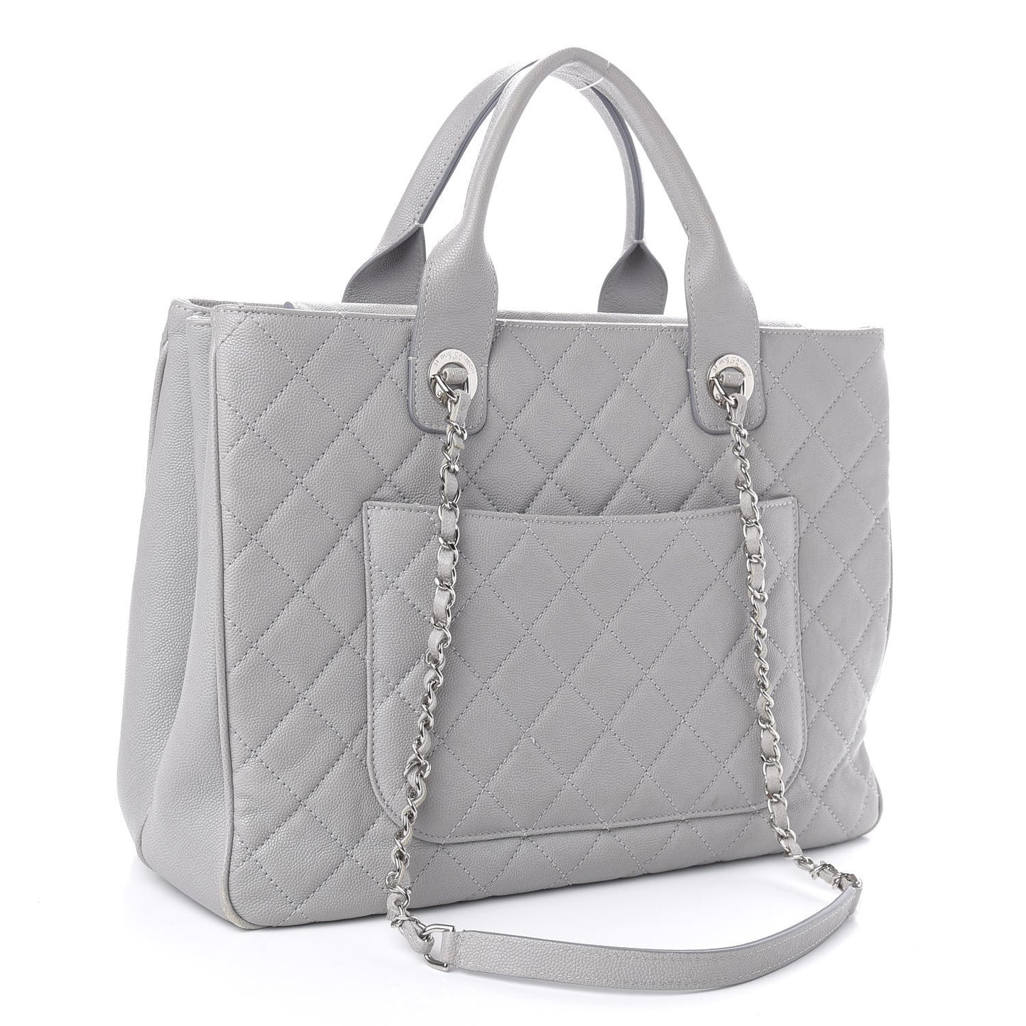 Caviar Quilted Large Urban Companion Top Handle Shopping Tote Grey