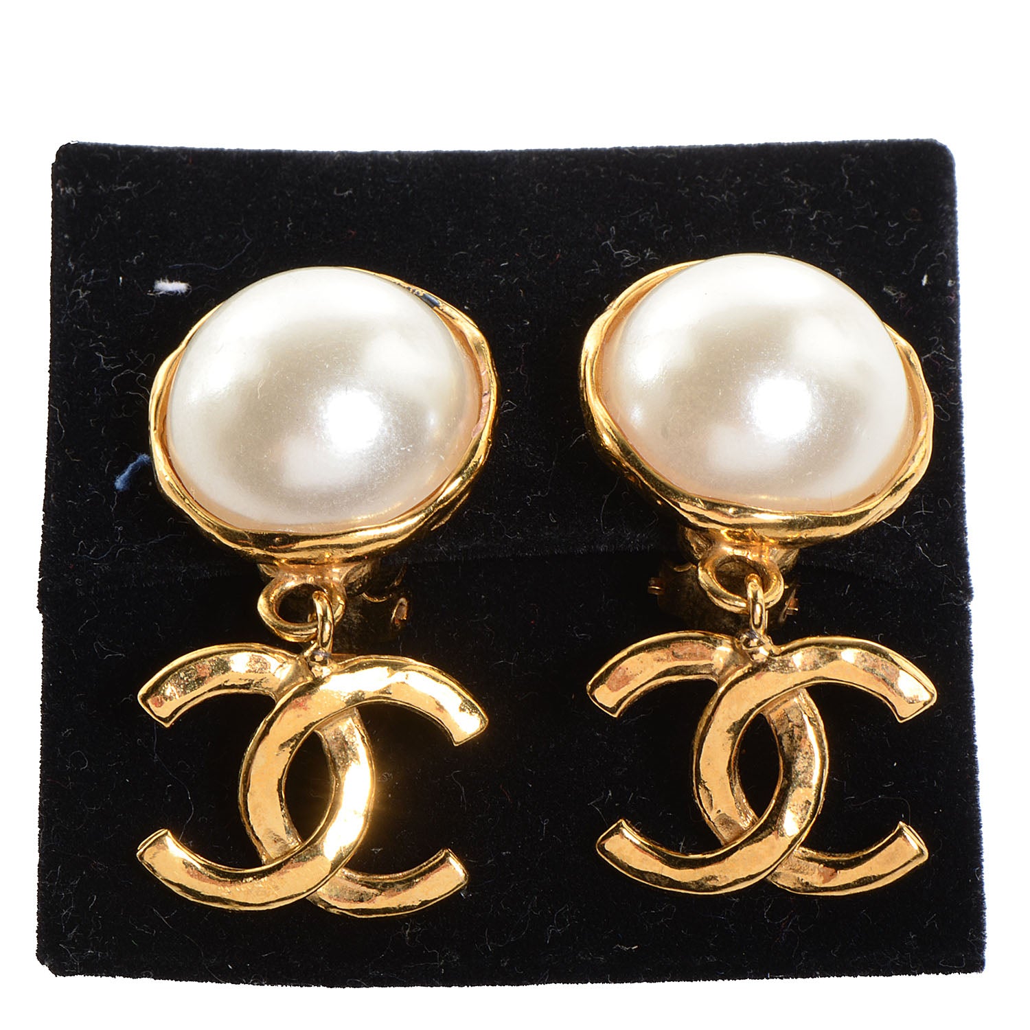 Chanel Pearl CC Drop Clip On Earrings Gold 5 of 5