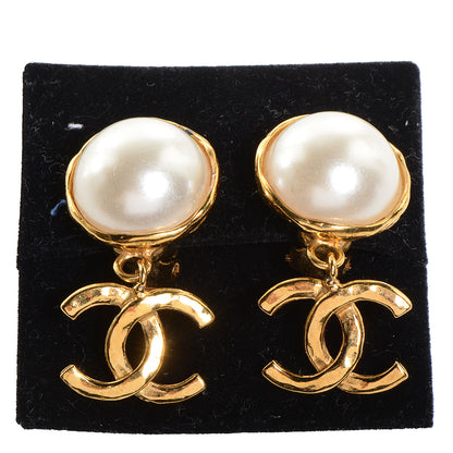 Chanel Pearl CC Drop Clip On Earrings Gold 5 of 5