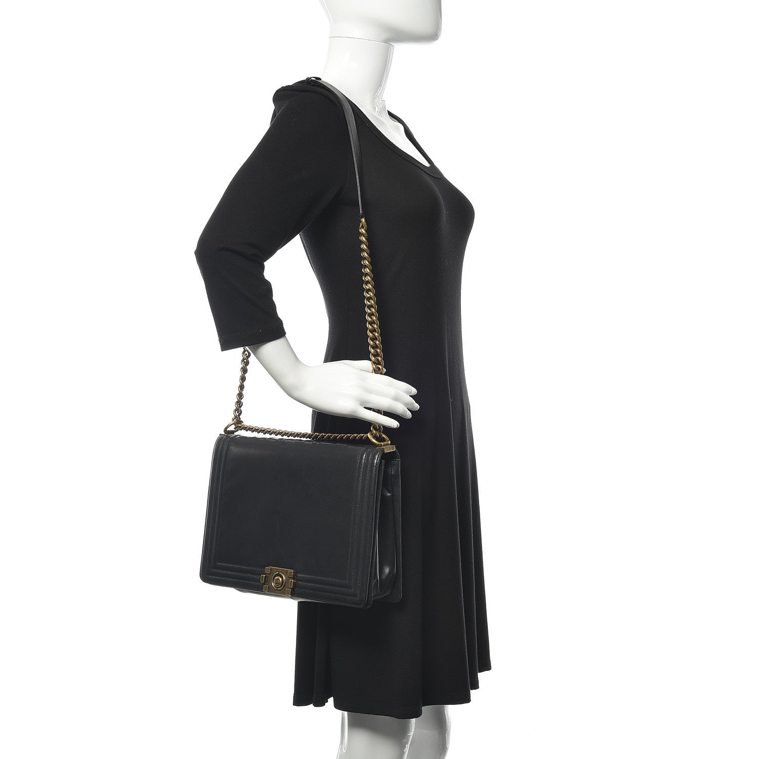 Chanel Glazed Calfskin Large Boy Flap Black 2 of 11