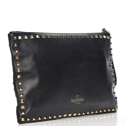 Valentino Garavani Vitello Large Rockstud Zip Wristlet Pouch Black 3 of 8