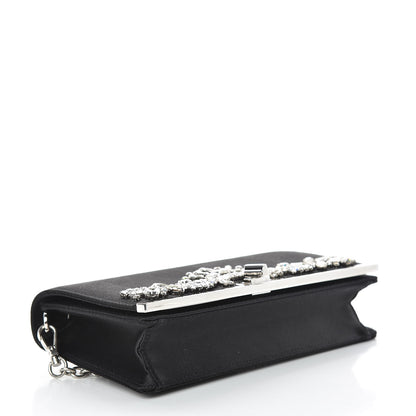 Prada Satin Crystal Chain Wallet Black 4 of 10
