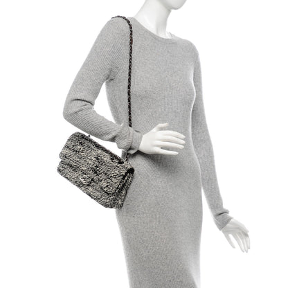 Chanel Tweed Quilted Medium Double Flap White Brown 2 of 7