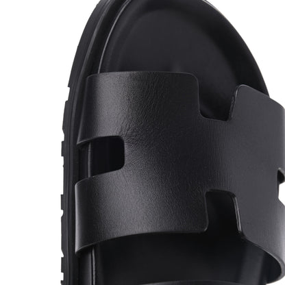 Hermes Calfskin Mens Takara Sandals 42 Black 9 of 15
