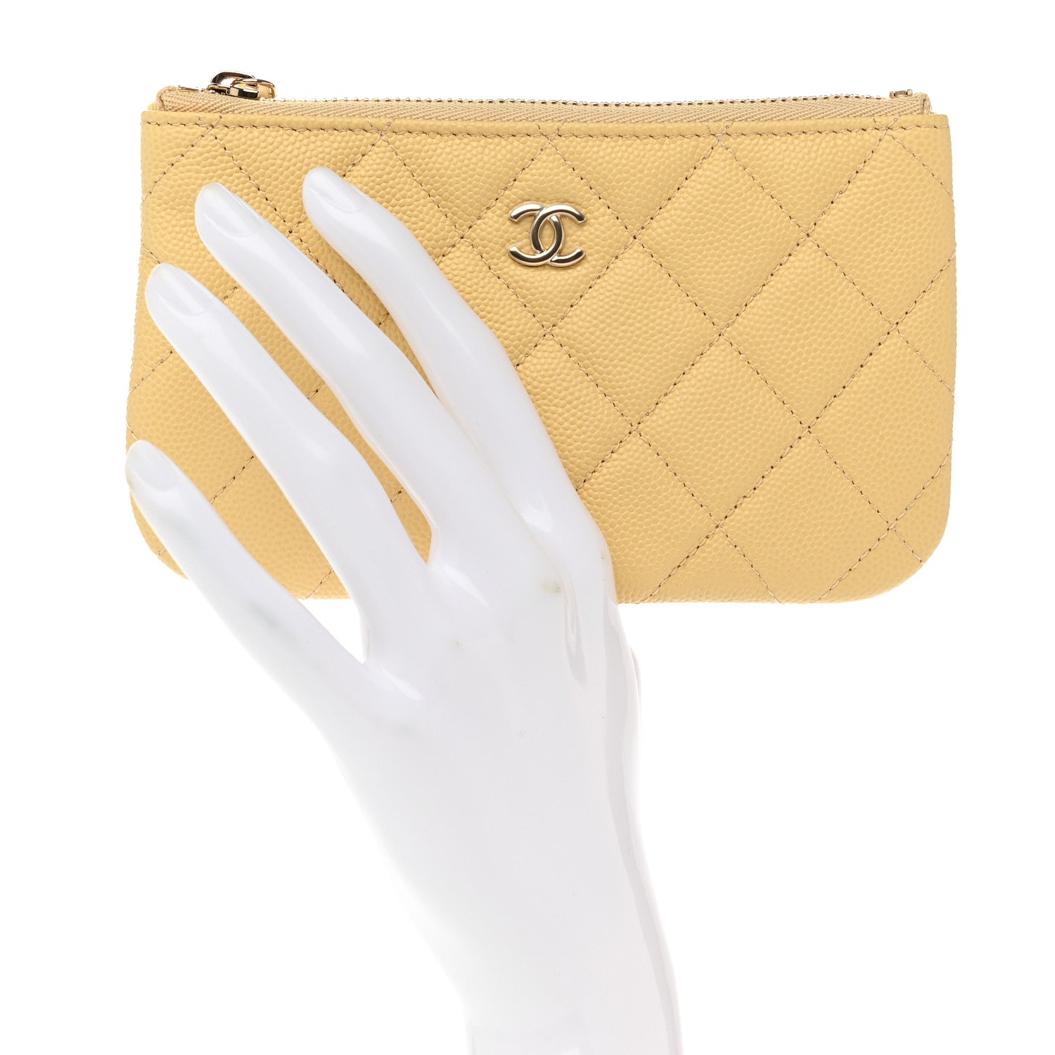 Chanel Caviar Quilted Small Cosmetic Case Yellow 2 of 8