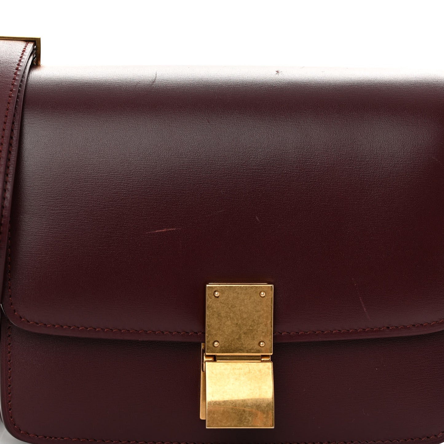 Box Calfskin Small Classic Box Flap Bag Burgundy