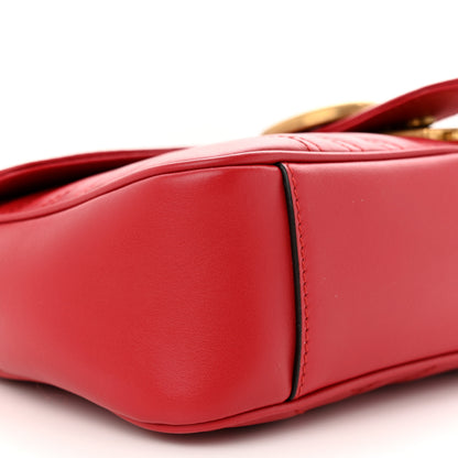 Gucci Calfskin Matelasse Small GG Marmont Shoulder Bag Hibiscus Red 9 of 10