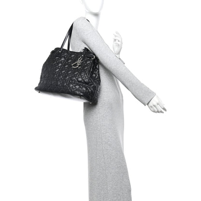 Christian Dior Coated Canvas Cannage Medium Panarea Tote Black 2 of 16