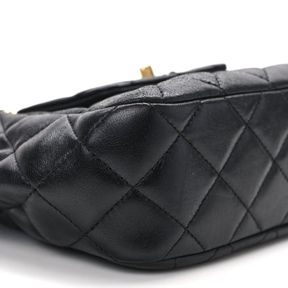 Chanel Lambskin Quilted Braided CC Accordion Flap Bag Black 9 of 11
