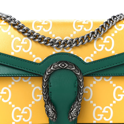 Gucci Azalea Calfskin GG Monogram Bi-Color Debossed Small Dionysus Shoulder Bag Stone Topaz Mystic White Emerald 9 of 11