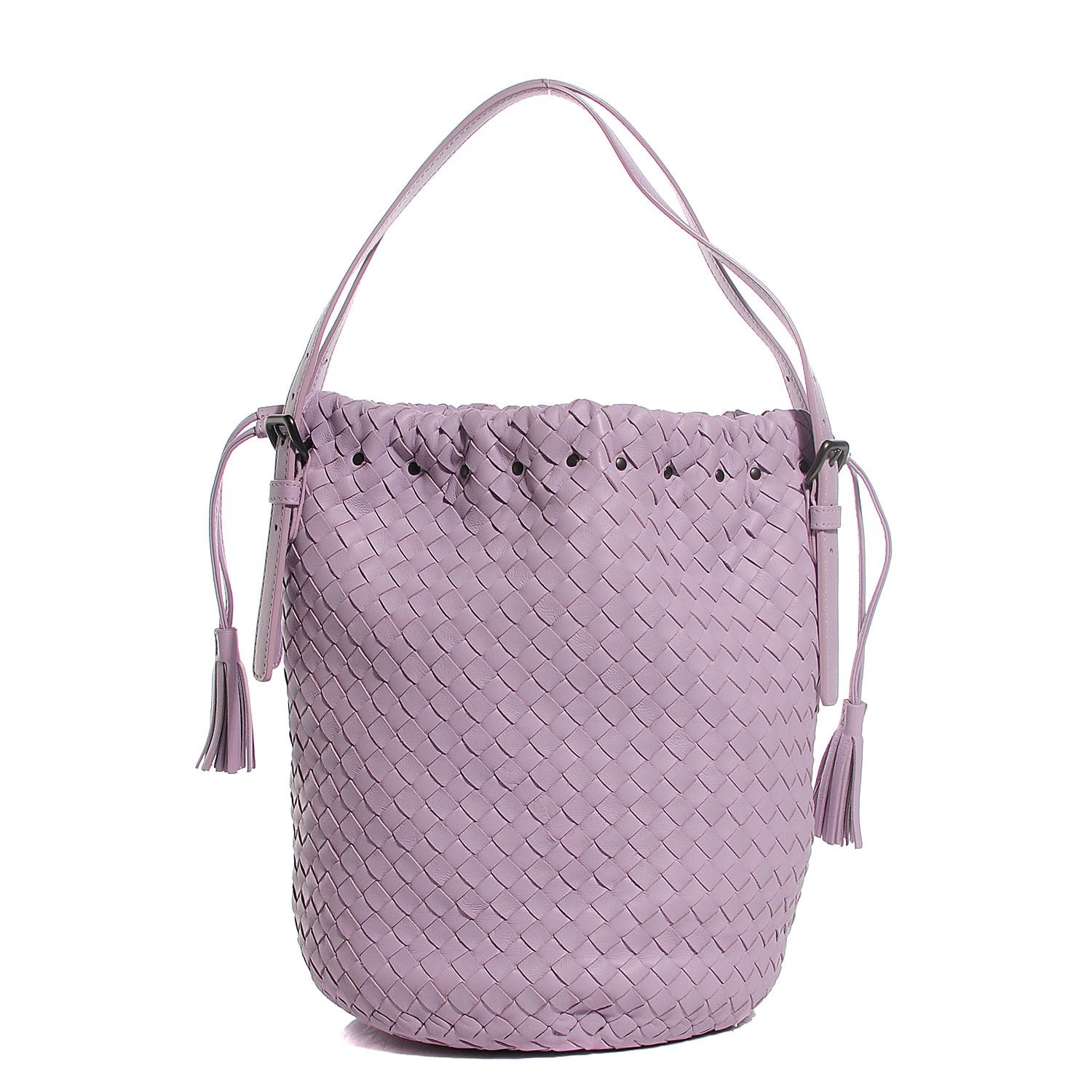 Bottega Veneta Nappa Intrecciato Drawstring Tassel Bucket Parme 1 of 8