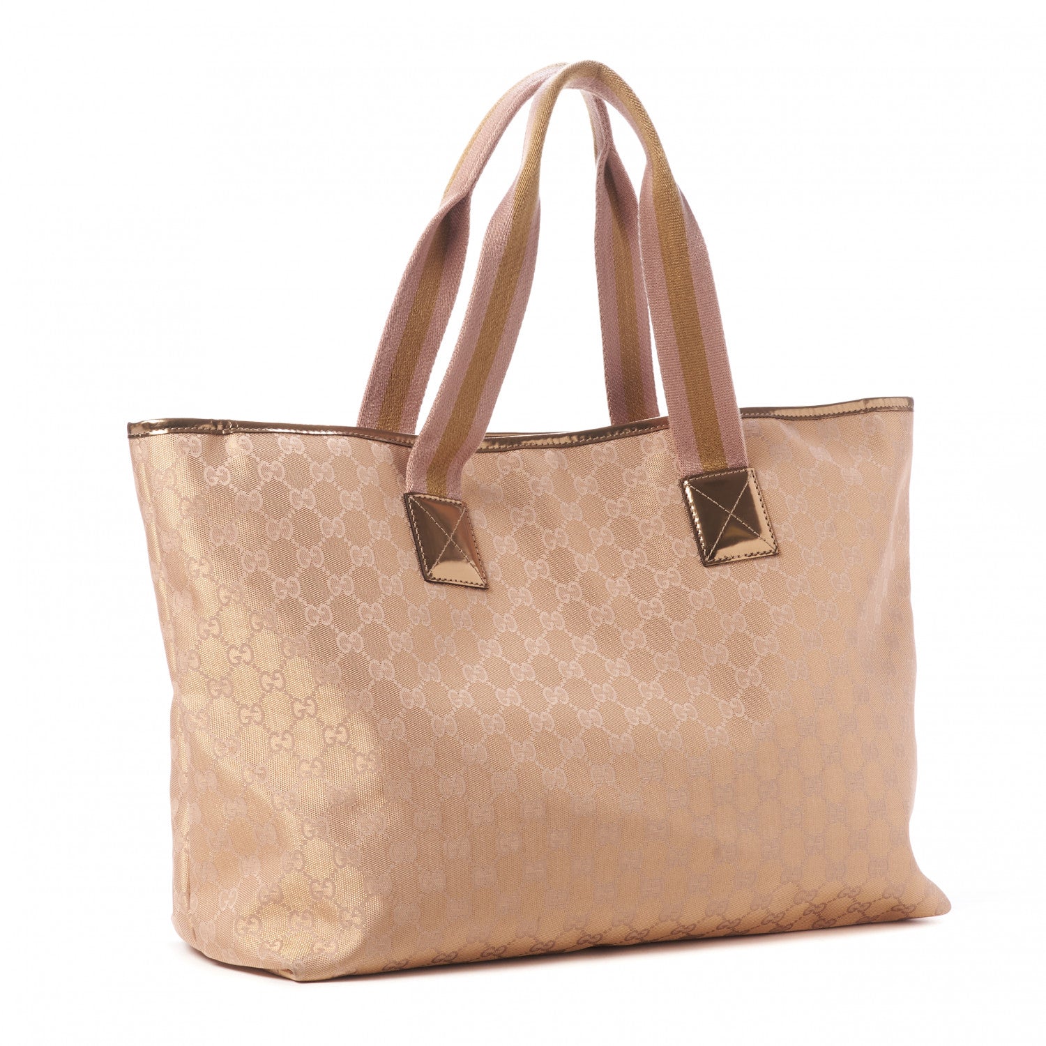 Gucci Metallic Monogram Canvas Tote Pink Gold 2 of 10