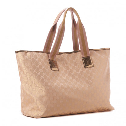 Gucci Metallic Monogram Canvas Tote Pink Gold 2 of 10
