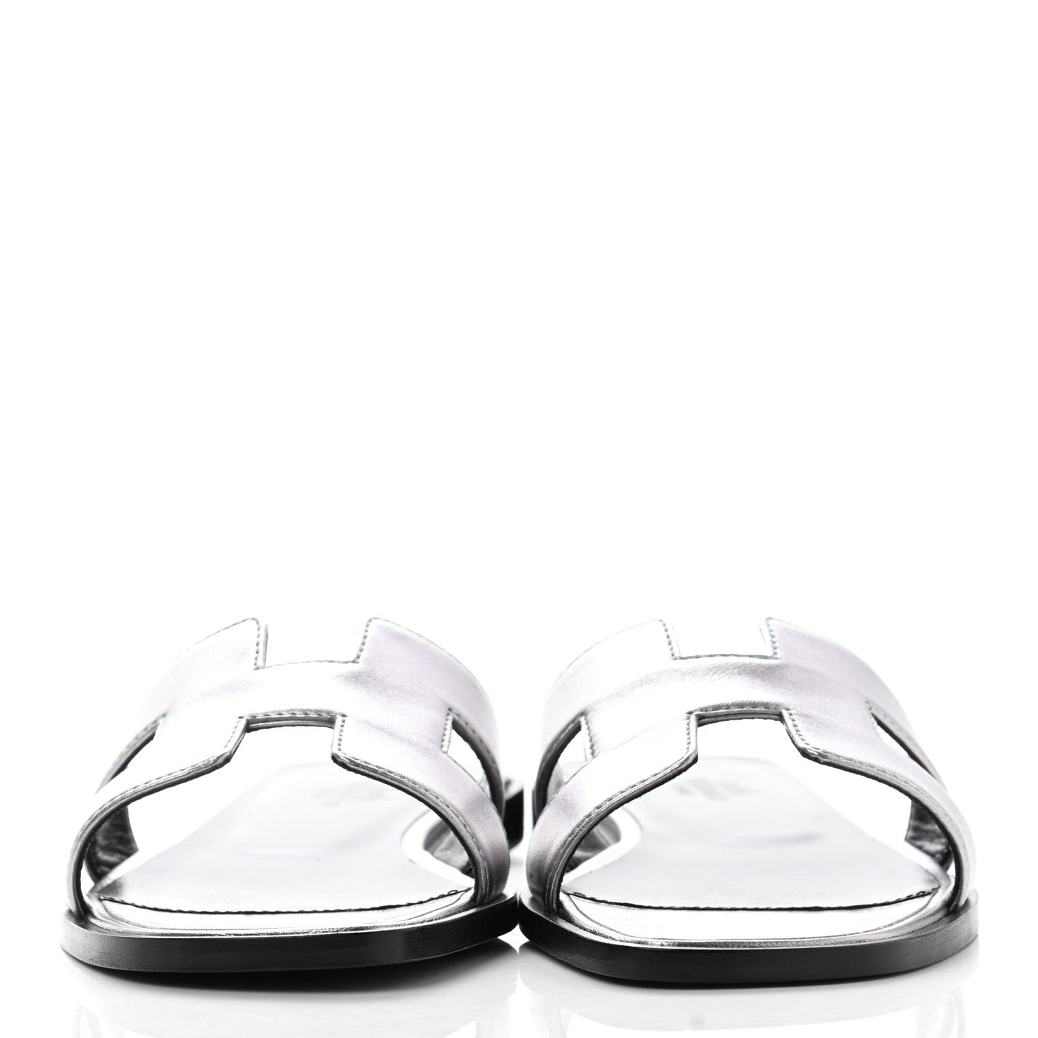 Hermes Metallic Nappa Oran Sandals 36.5 Argent 2 of 11