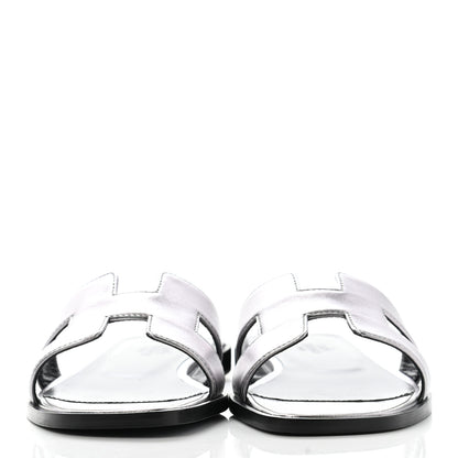 Hermes Metallic Nappa Oran Sandals 36.5 Argent 2 of 11