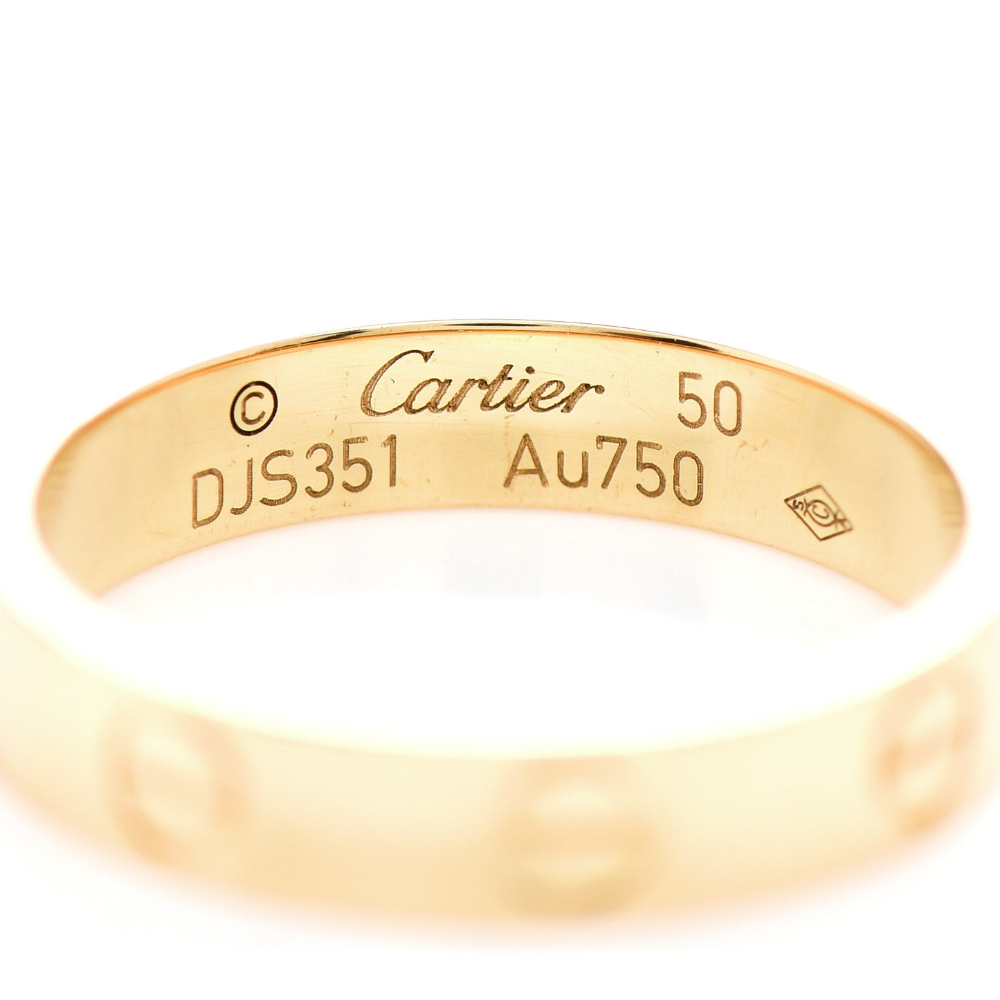 18K Yellow Gold 3.5mm LOVE Wedding Band Ring 50 5.25