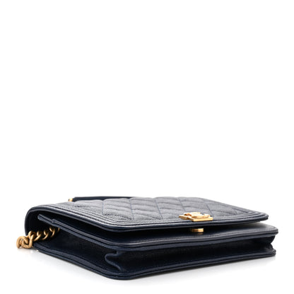 Chanel Caviar Quilted Boy Wallet On Chain WOC Navy 4 of 13