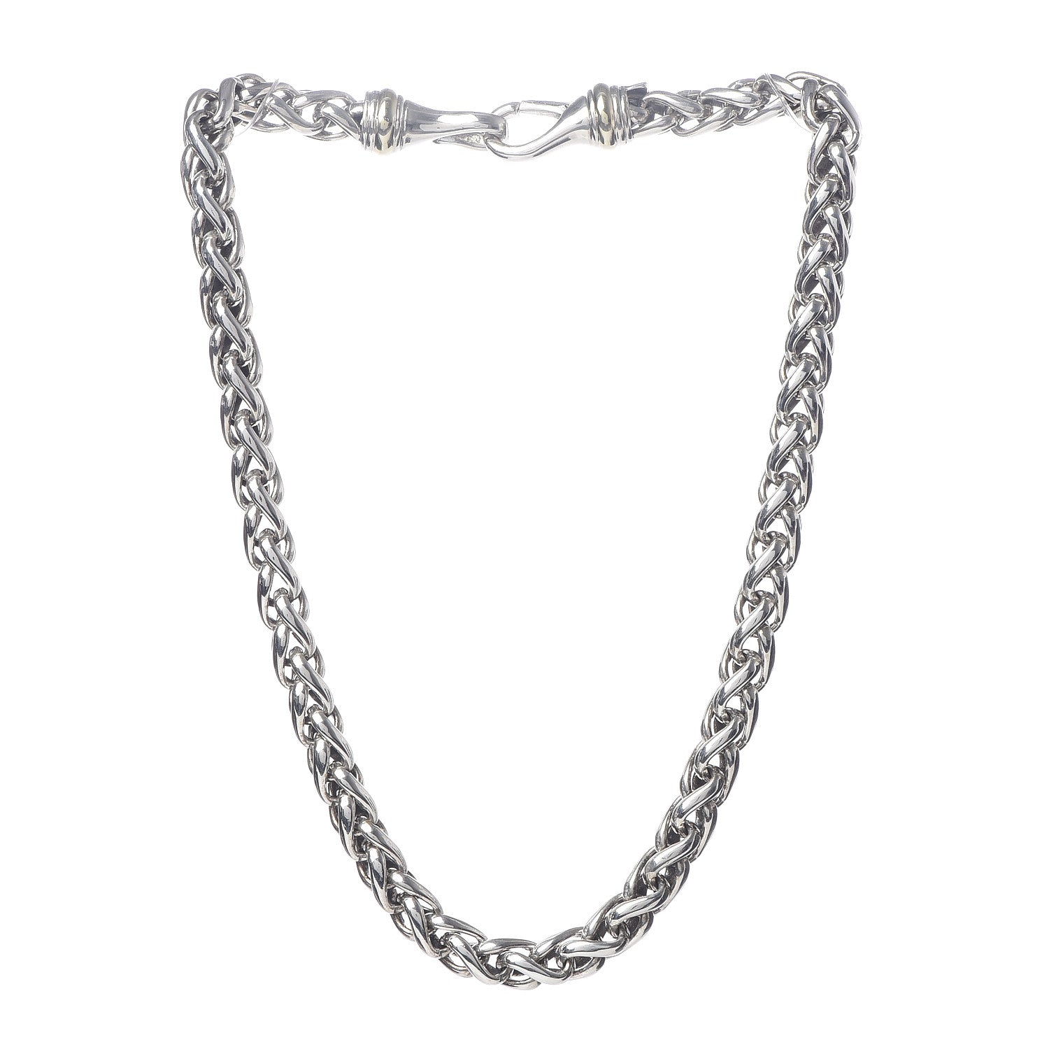 David Yurman Sterling Silver 14K Yellow Gold 8mm Wheat Chain Necklace 3 of 5
