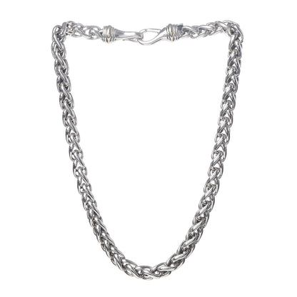 David Yurman Sterling Silver 14K Yellow Gold 8mm Wheat Chain Necklace 3 of 5