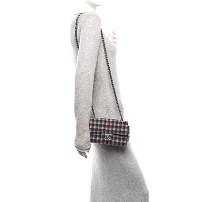 Chanel Wool Plaid Quilted Mini Rectangular Flap Pink Grey Multicolor 3 of 10