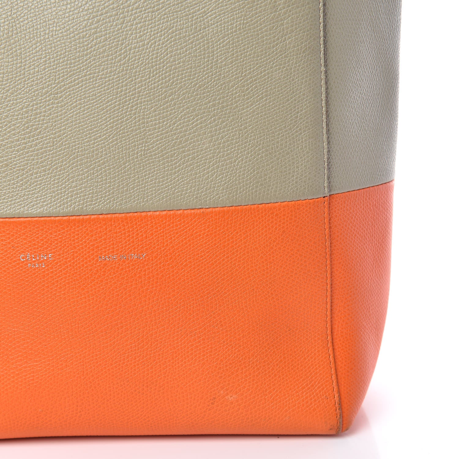Celine Grained Calfskin Small Vertical Bi-Cabas Fluo Orange Taupe 23 of 23