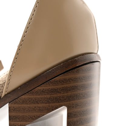 Fendi Chenille Jacquard FF Cut Baguette Ankle Strap 105mm Pumps 40 Tortora Nuvola 14 of 16