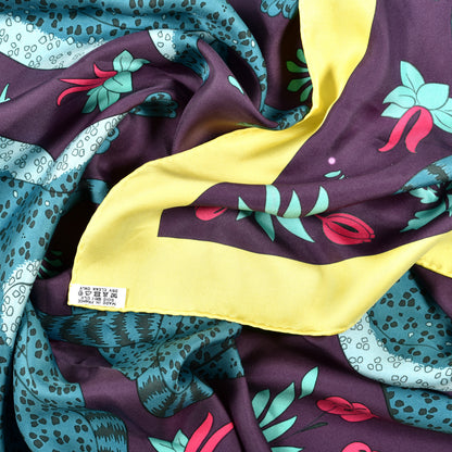 Hermes Silk Les Leopards Scarf 90 Jaune Vif Marine Canard 5 of 5